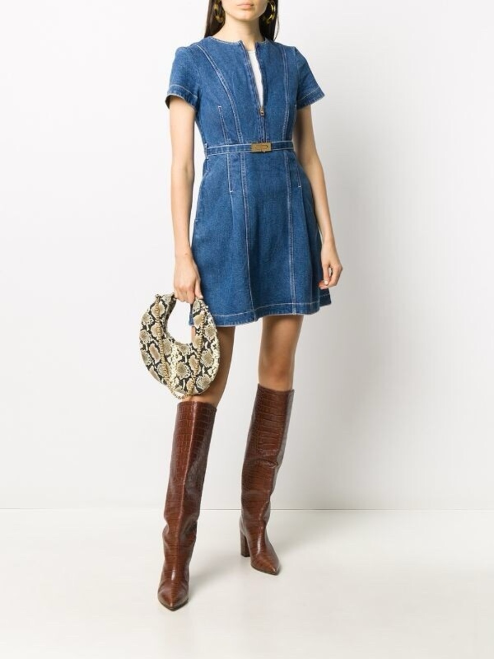 Tory Burch Nadia Denim Belted Sheath Dress
